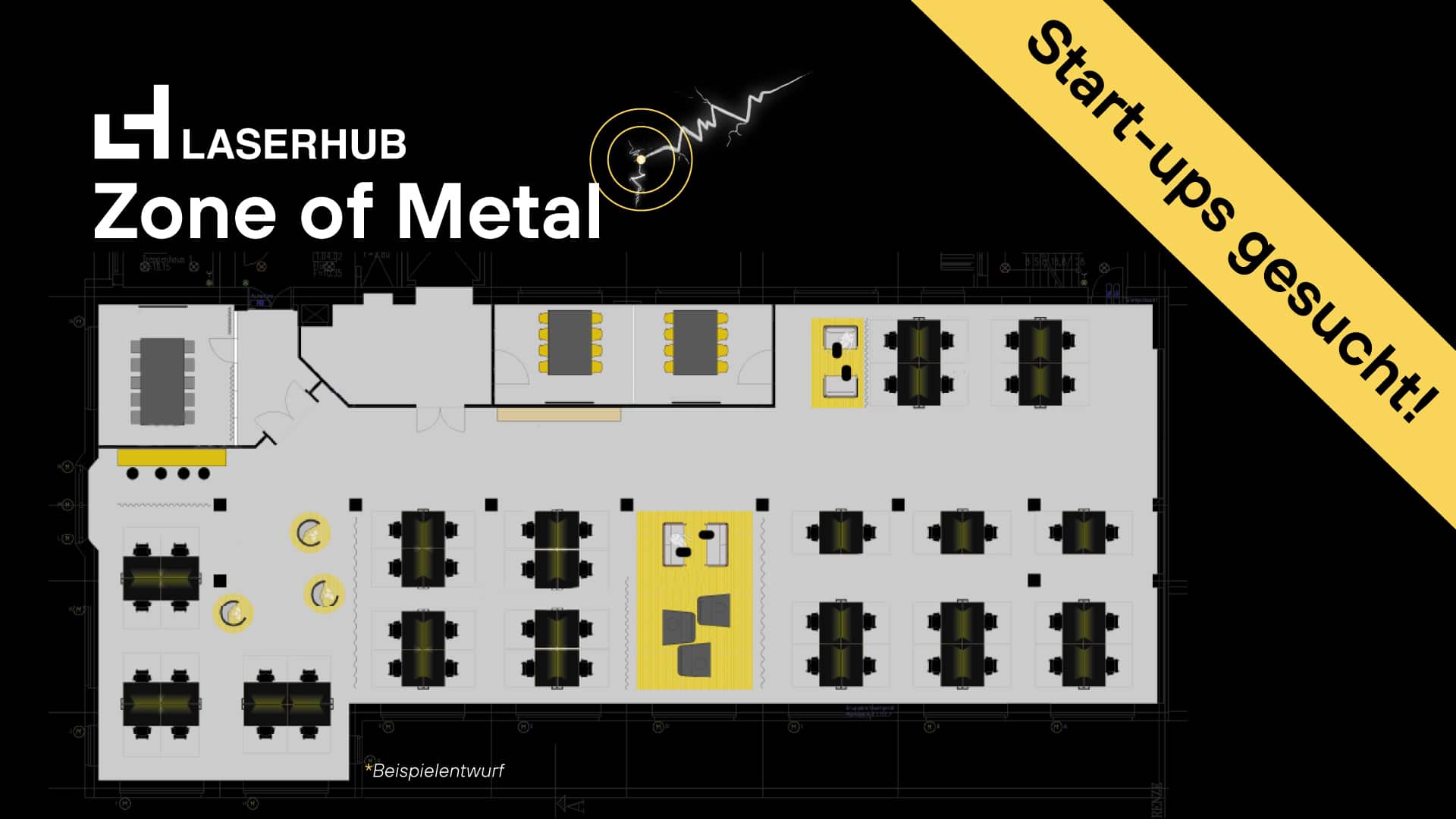 Illustration des Raumplans der Zone of Metal von Laserhub.