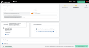 Lieferadresse übernommen