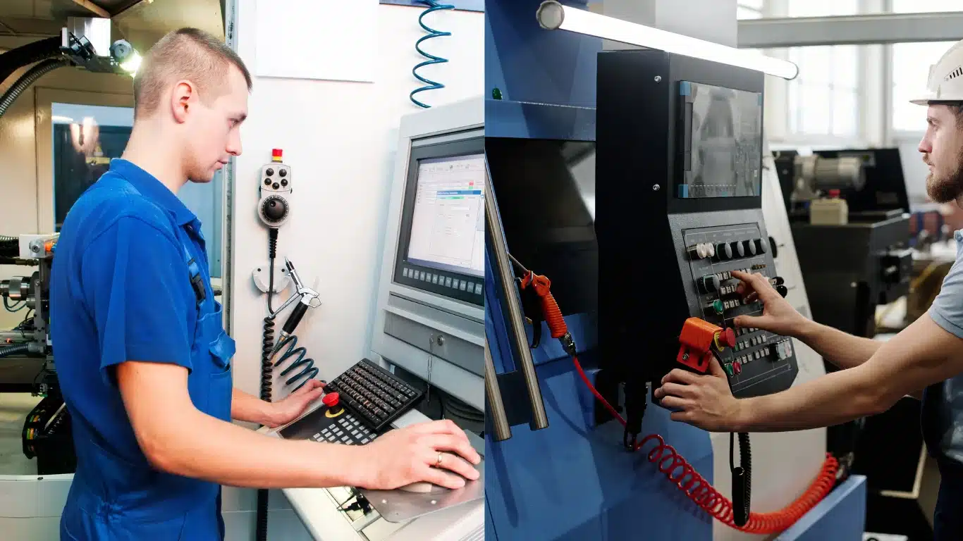 Ein Mann an einer CNC Maschine